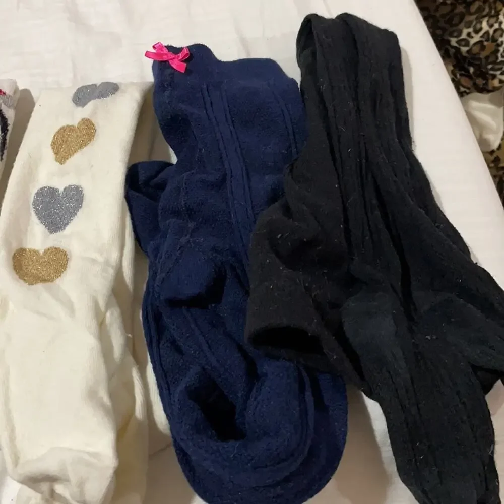 Girls footed Tights bundle 8 pair size 4 euc or 2 pair nwot .